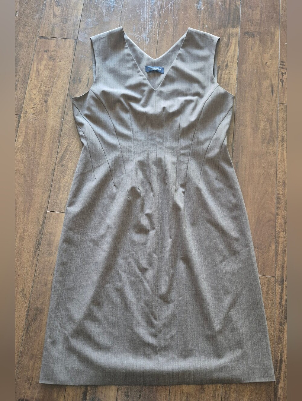 Piazza Sempione Gray Virgin Wool V-Neck Sheath Dress Italy 12 - Picture 7 of 9